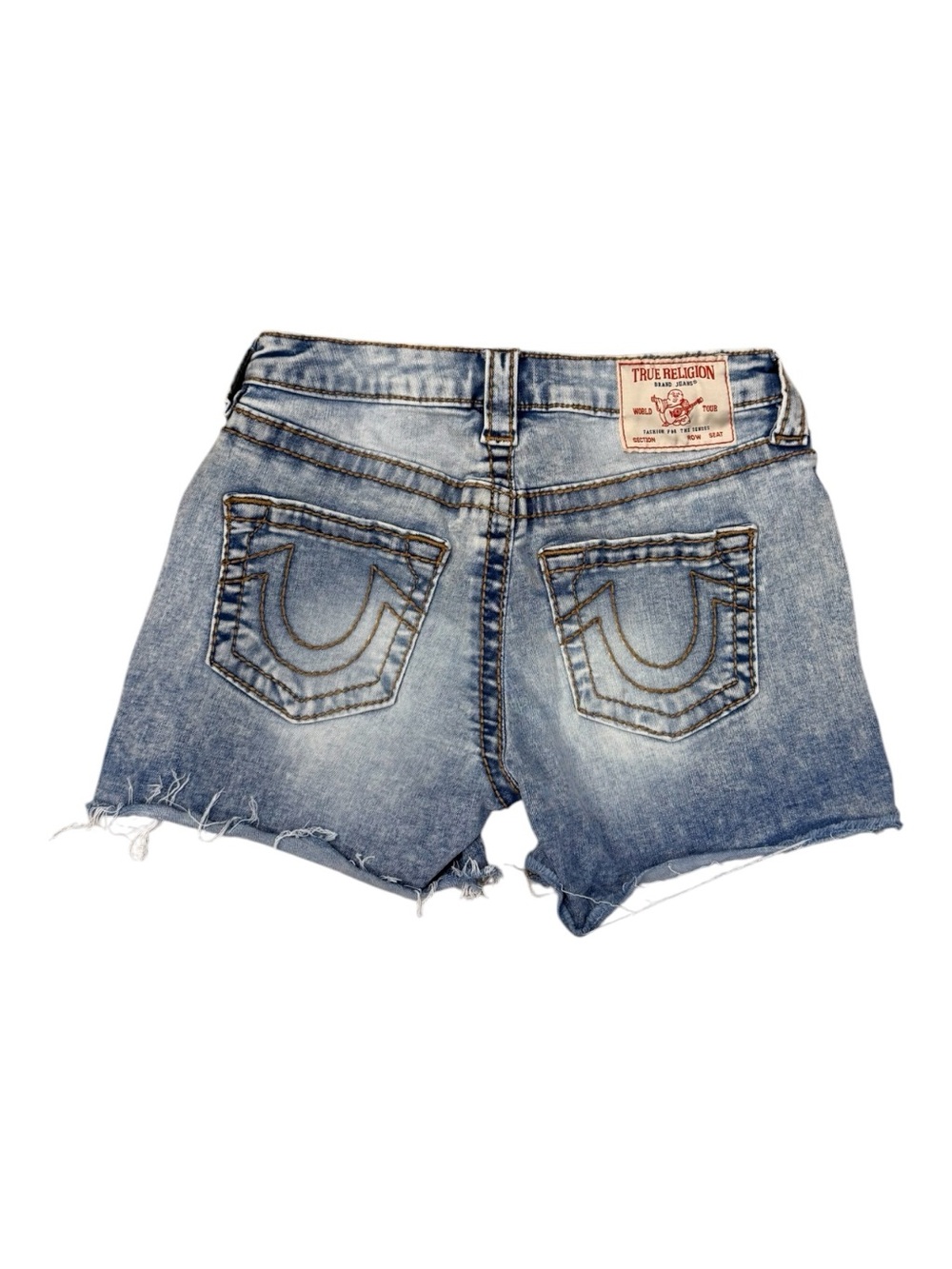 True Religion Jayde Midrise Women's Faded Blue Denim Cutoff Shorts